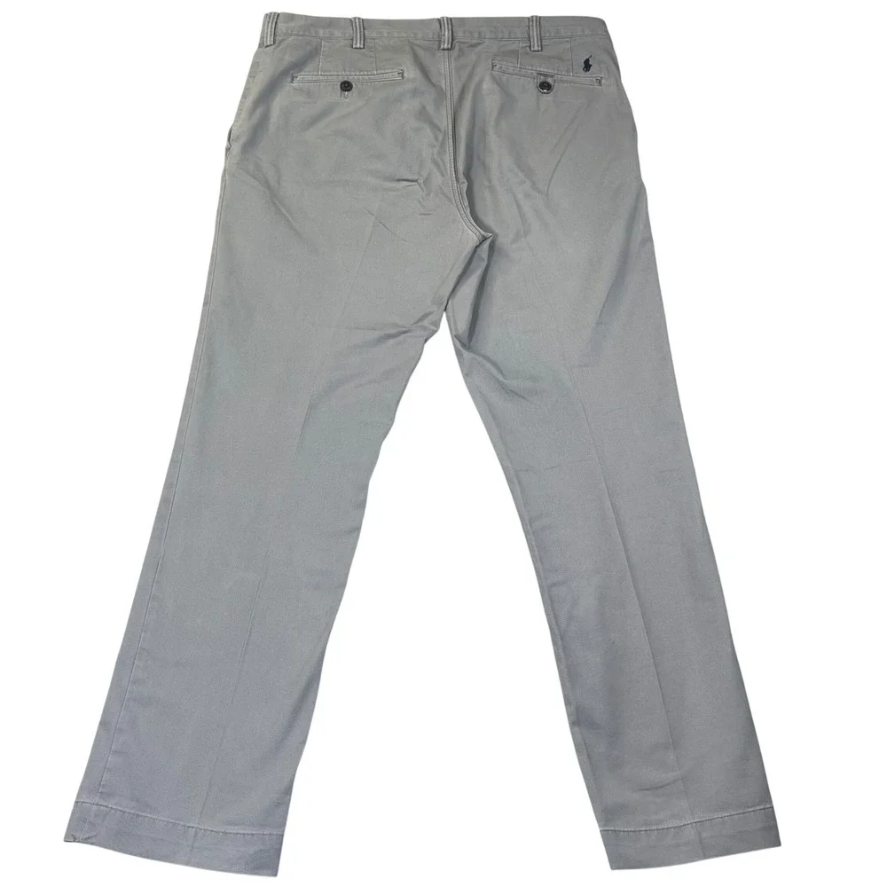 Polo Ralph Lauren Chino Pants Grey Stretch Straight Fit Preppy Office Ivy 30x32